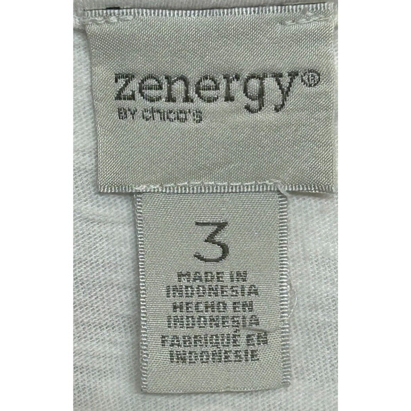 Chicos Zenergy Top Womens 3 XL 16 White Gold Metallic Short Sleeve Blouse Tee - Picture 5 of 8